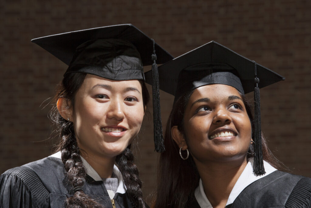 Students at graduation ceremony